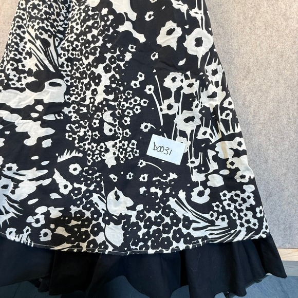 Delias Black White Floral V-Neck Empire Waist Midi Dress Style 2573 Size 0 - Picture 2 of 6